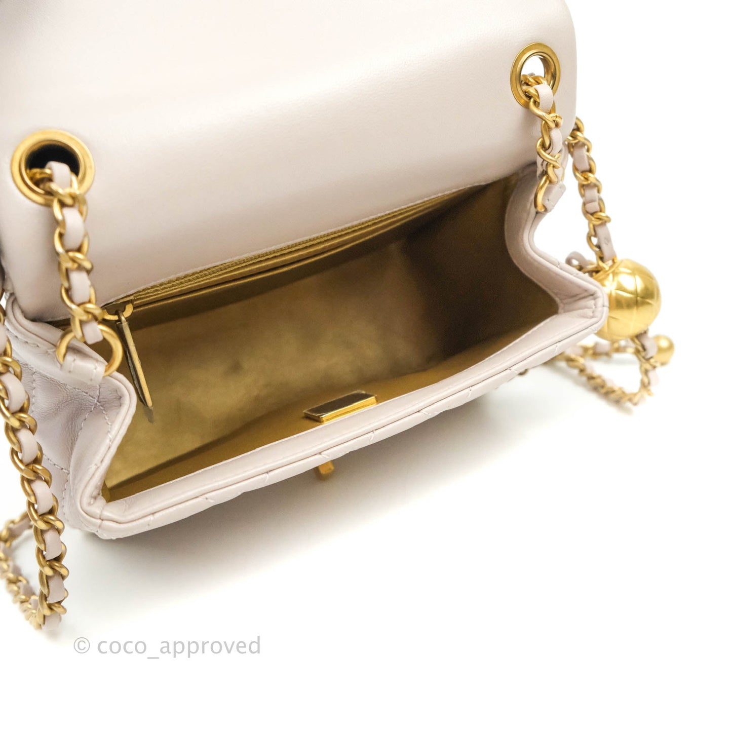 Chanel Mini Square Pearl Crush Quilted Pale Lilac Lambskin Gold Hardware