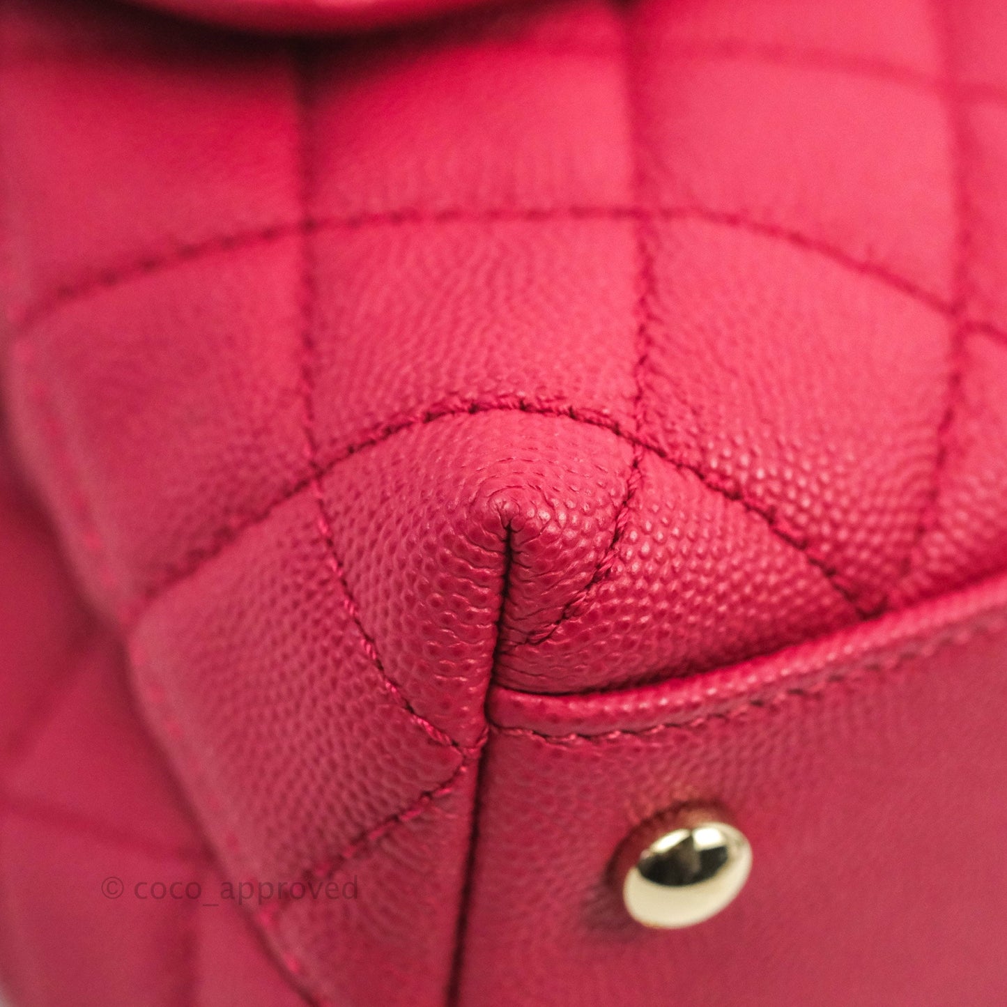 Chanel Small Coco Handle Quilted Cherry Red Caviar Gold Hardware