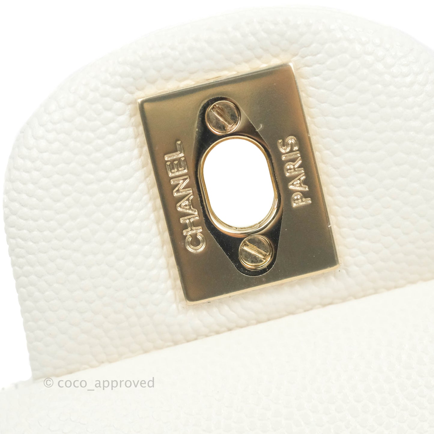 Chanel Small S/M Classic Quilted Flap White Caviar Gold Hardware 21S
