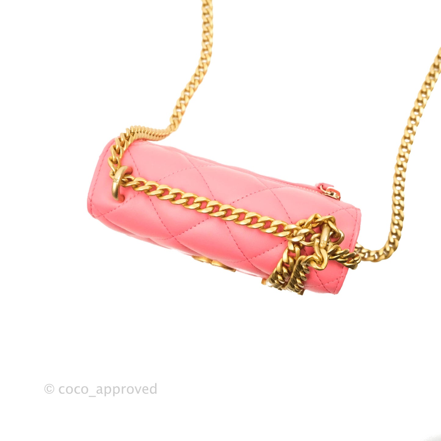 Chanel Clutch with Chain Pink Lambskin Enamel Gold Hardware