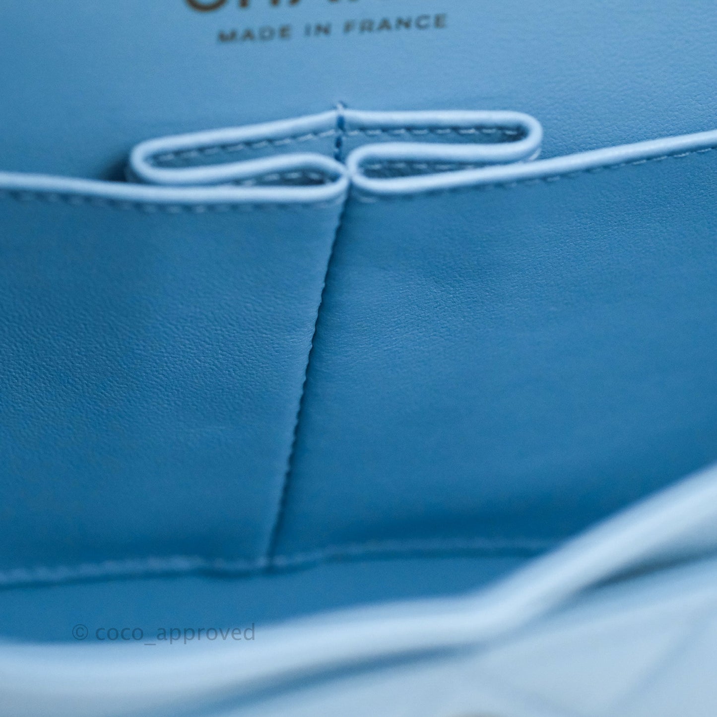 Chanel Small Classic Quilted Flap Light Blue Caviar Gold Hardware