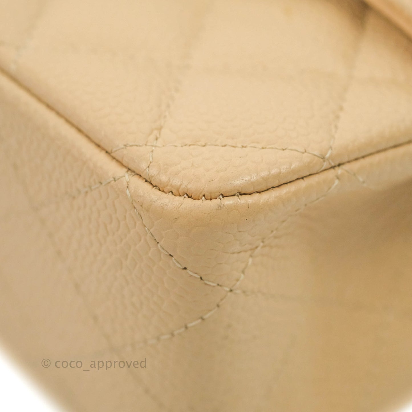 Chanel Classic M/L Medium Flap Quilted Beige Caviar Silver Hardware
