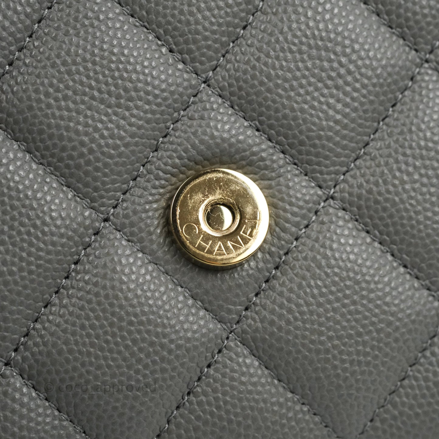 Chanel Quilted Classic Wallet on Chain WOC Grey Caviar Gold Hardware