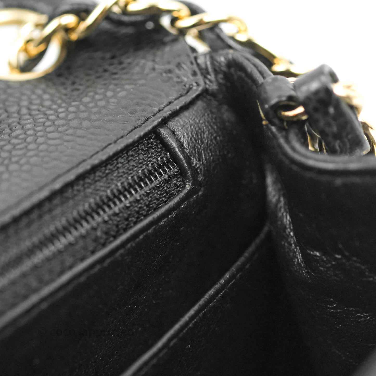Chanel Quilted Mini Square Flap Bag Black Caviar 24K Gold Hardware