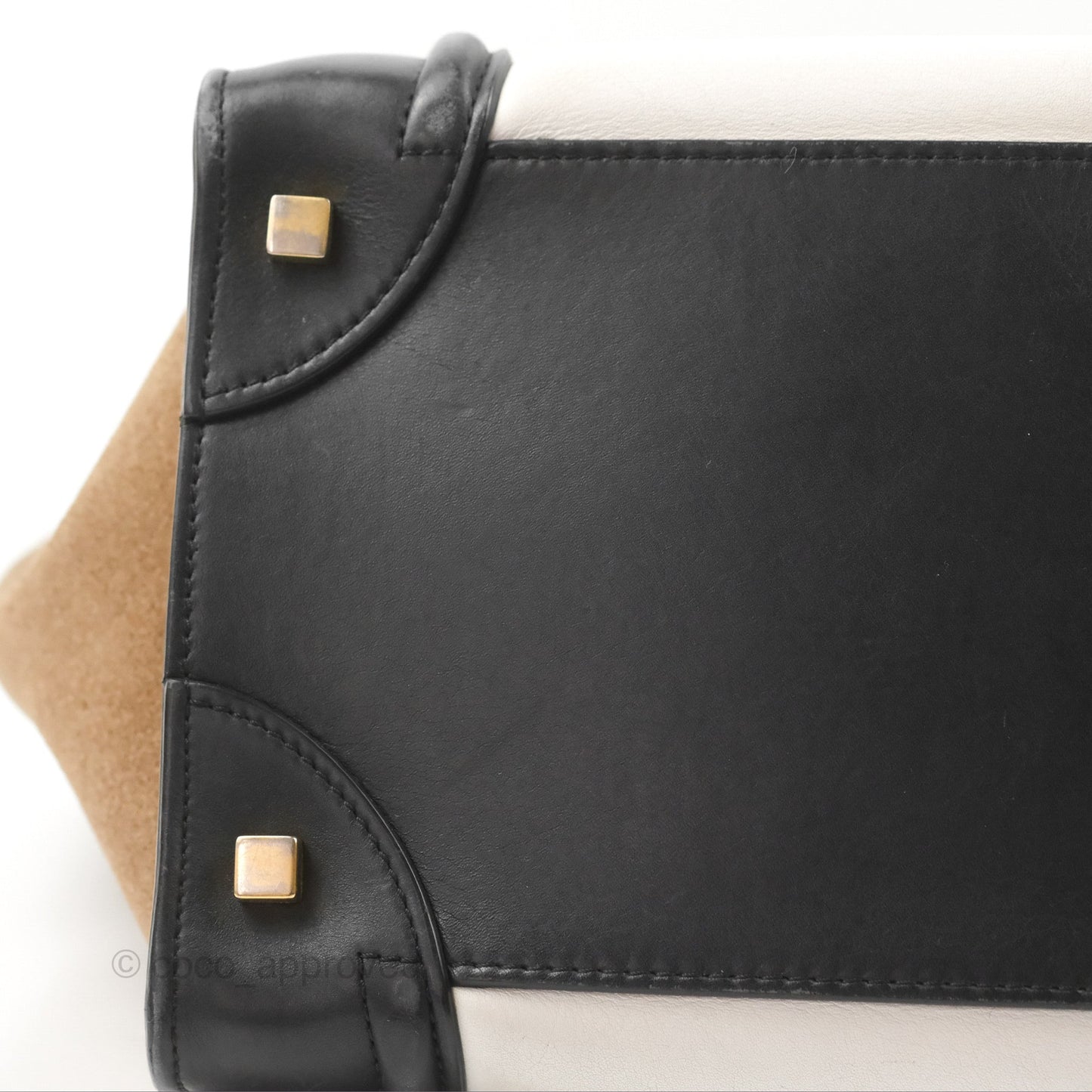 Celine Mini Luggage Bag Black/White/Brown Calfskin