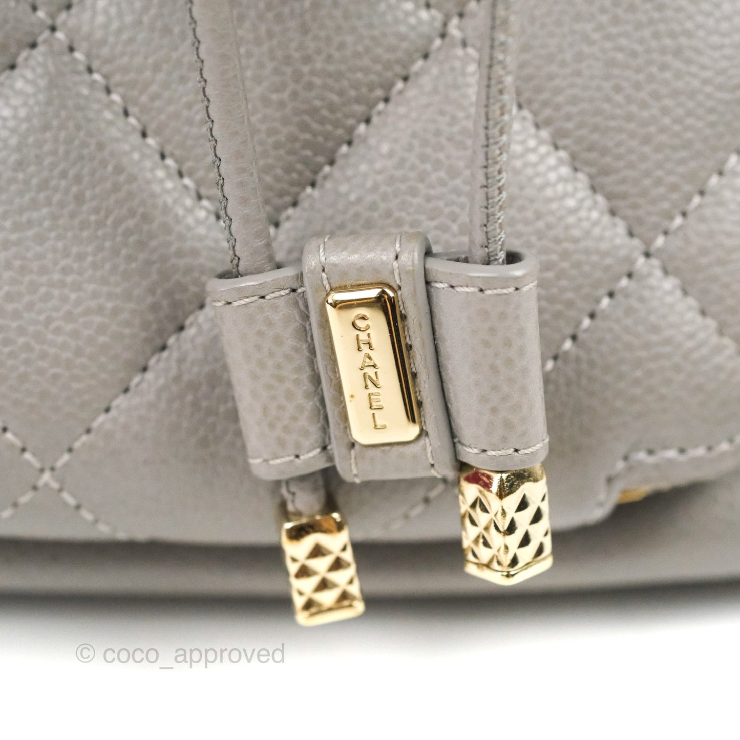 Chanel Business Affinity Drawstring Bucket Bag Grey Caviar Gold Hardware