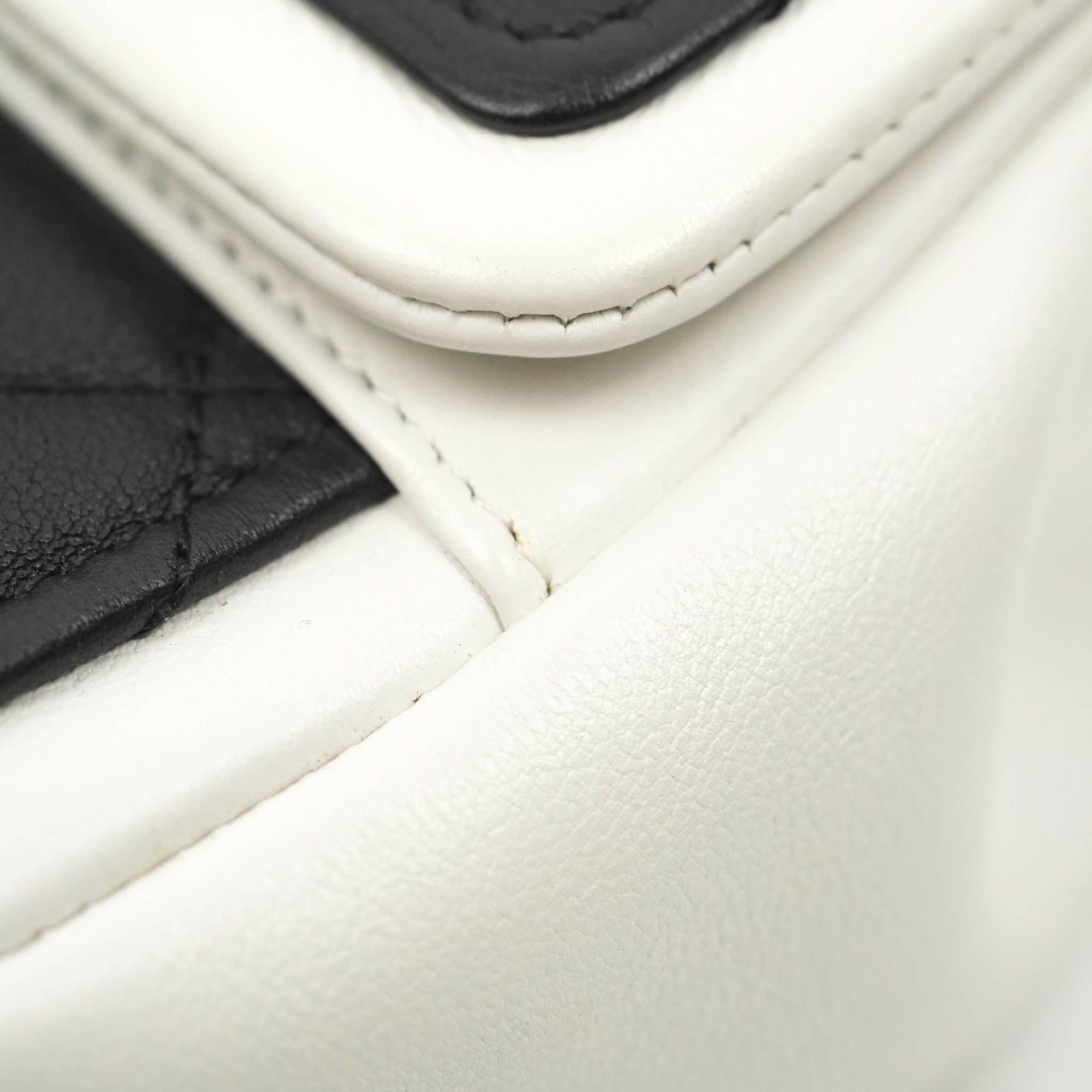 Chanel Quilted Graphic Mini Flap Bag Black White Gold Hardware