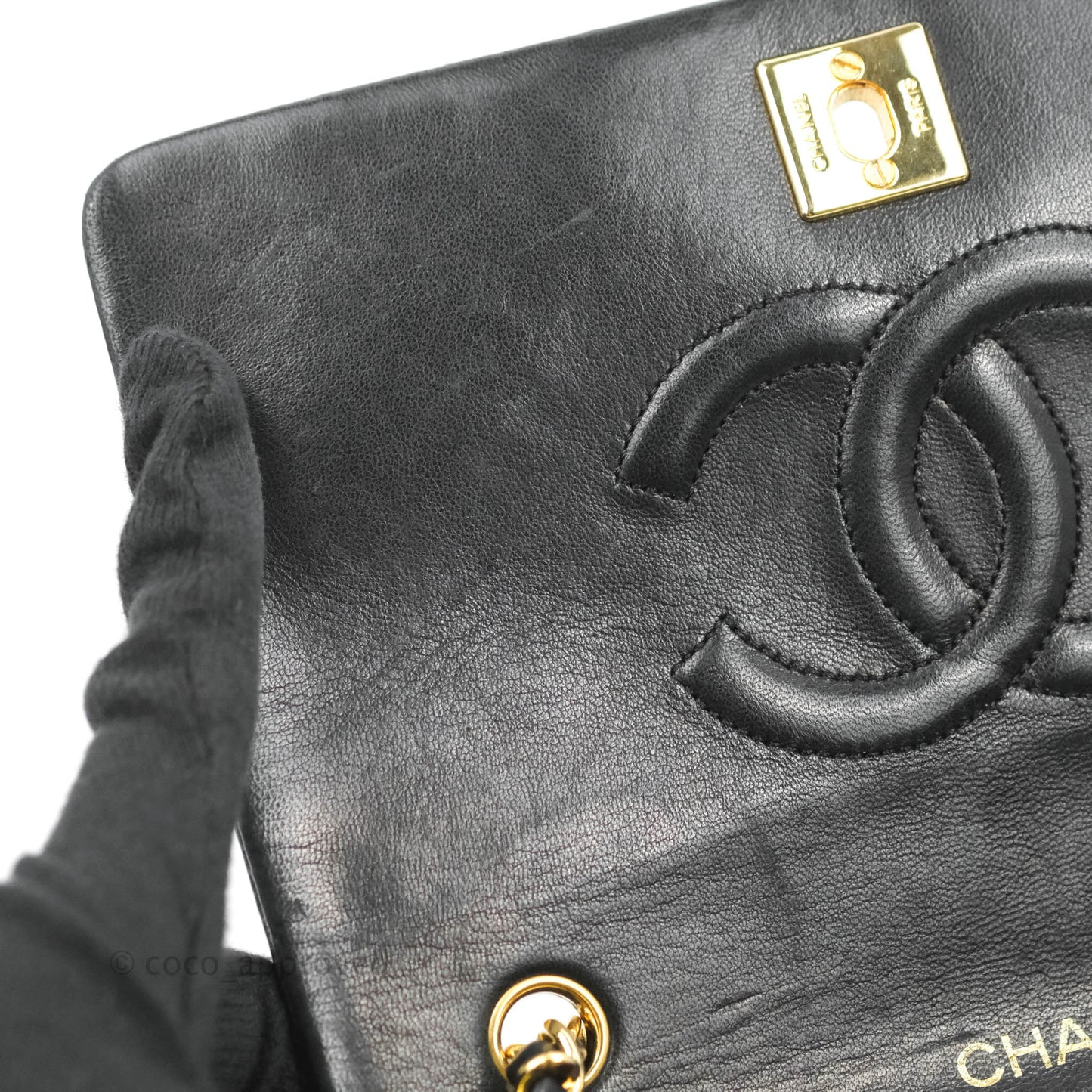 Chanel Vintage Small Single Full Flap Bag Black Lambskin 24K Gold Hardware