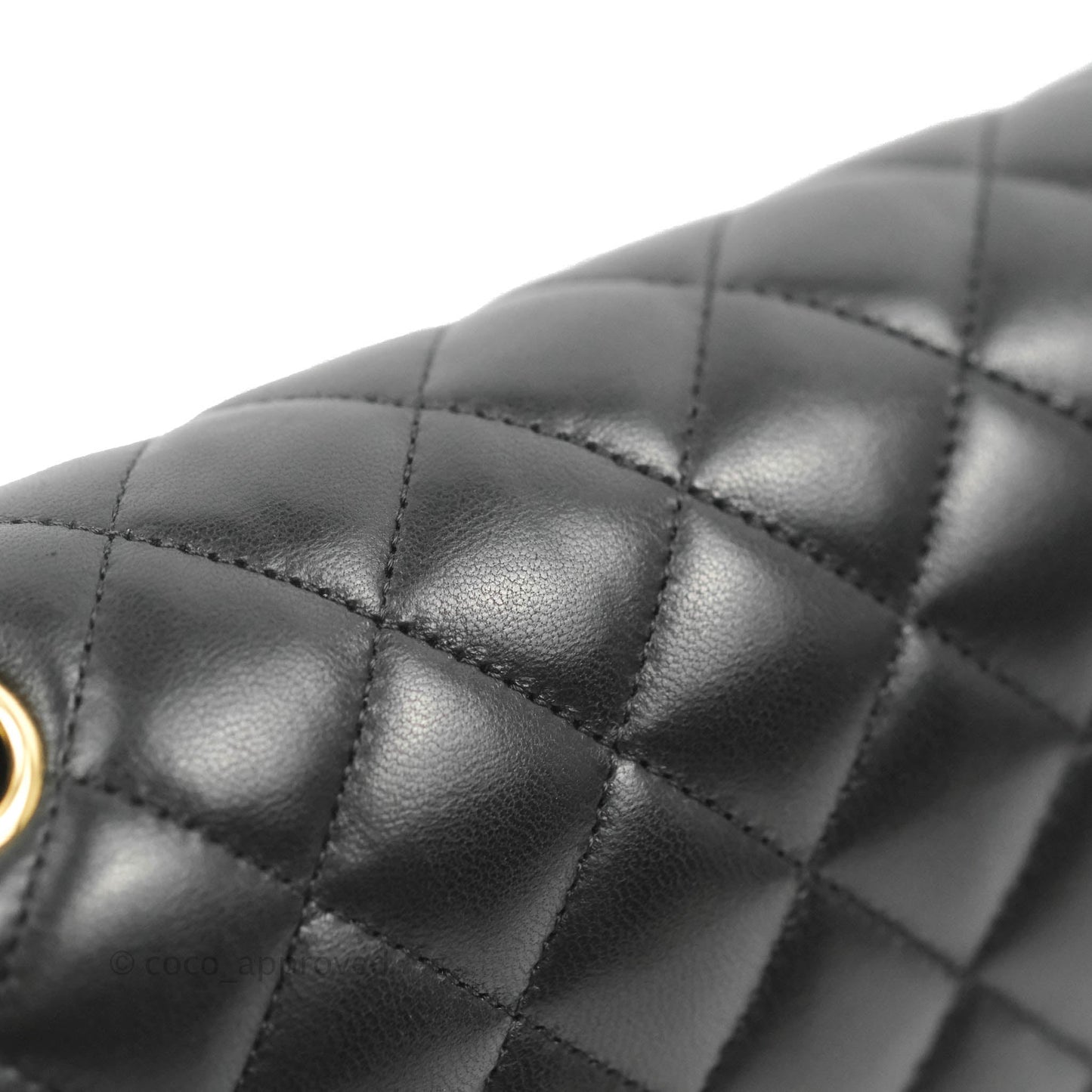 Chanel Classic M/L Medium Flap Quilted Black Lambskin Gold Hardware