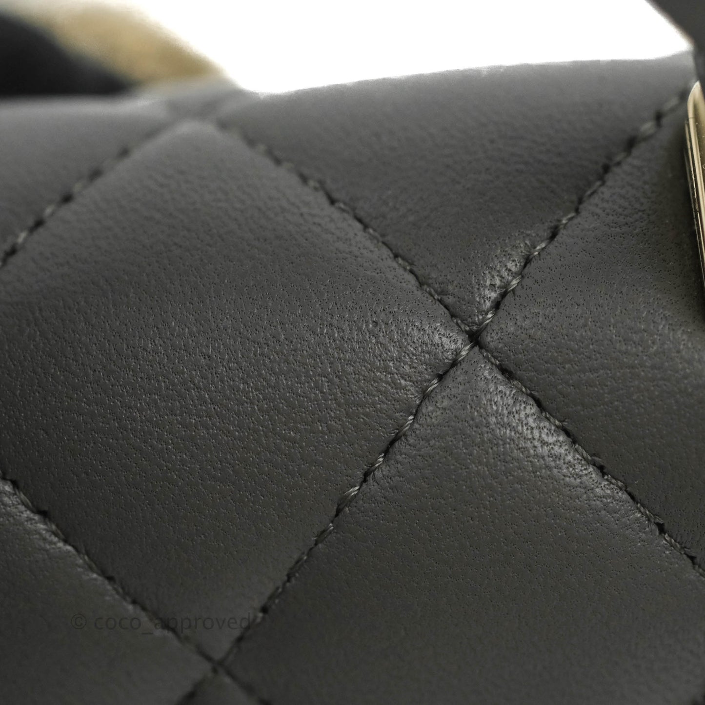 Chanel Mini Handle Clutch With Chain Grey Lambskin Gold Hardware