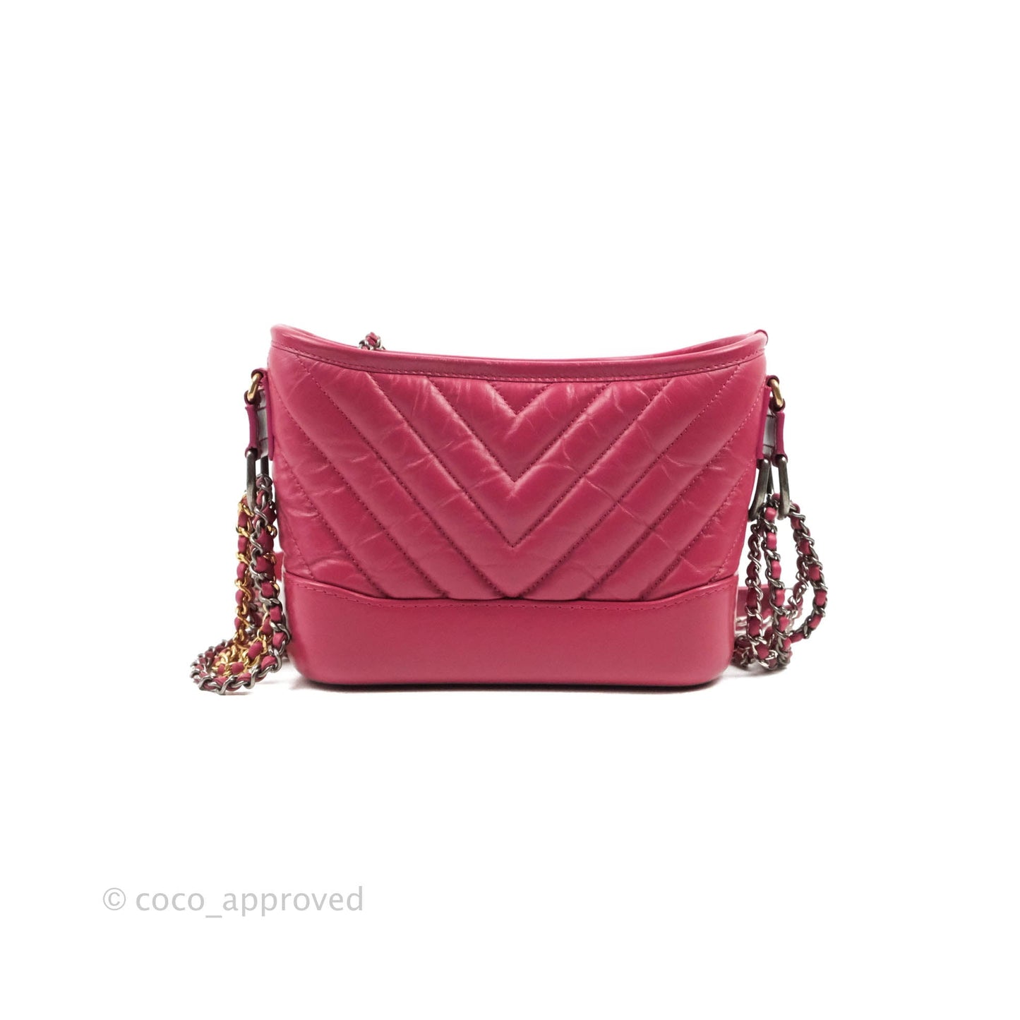 Chanel Chevron Small Gabrielle Hobo Dark Pink Calfskin Mixed Hardware