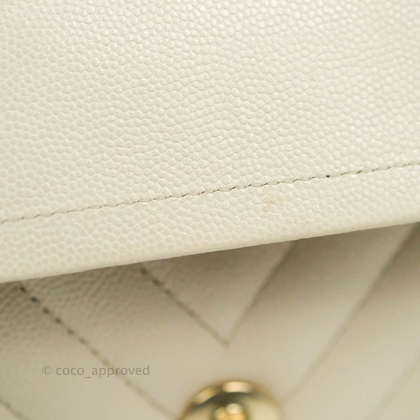 Chanel Classic M/L Medium Double Flap Chevron Ivory Caviar Gold Hardware