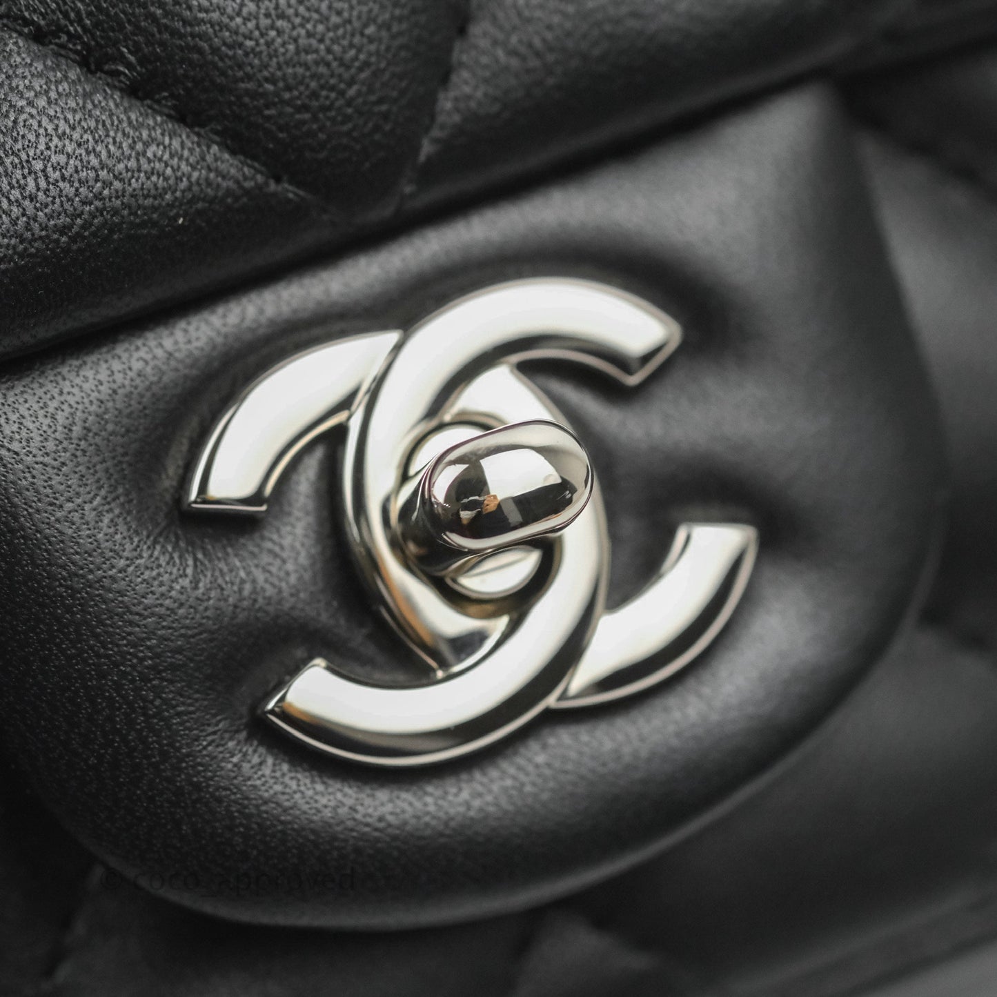 Chanel Mini Square Black Lambskin Silver Hardware