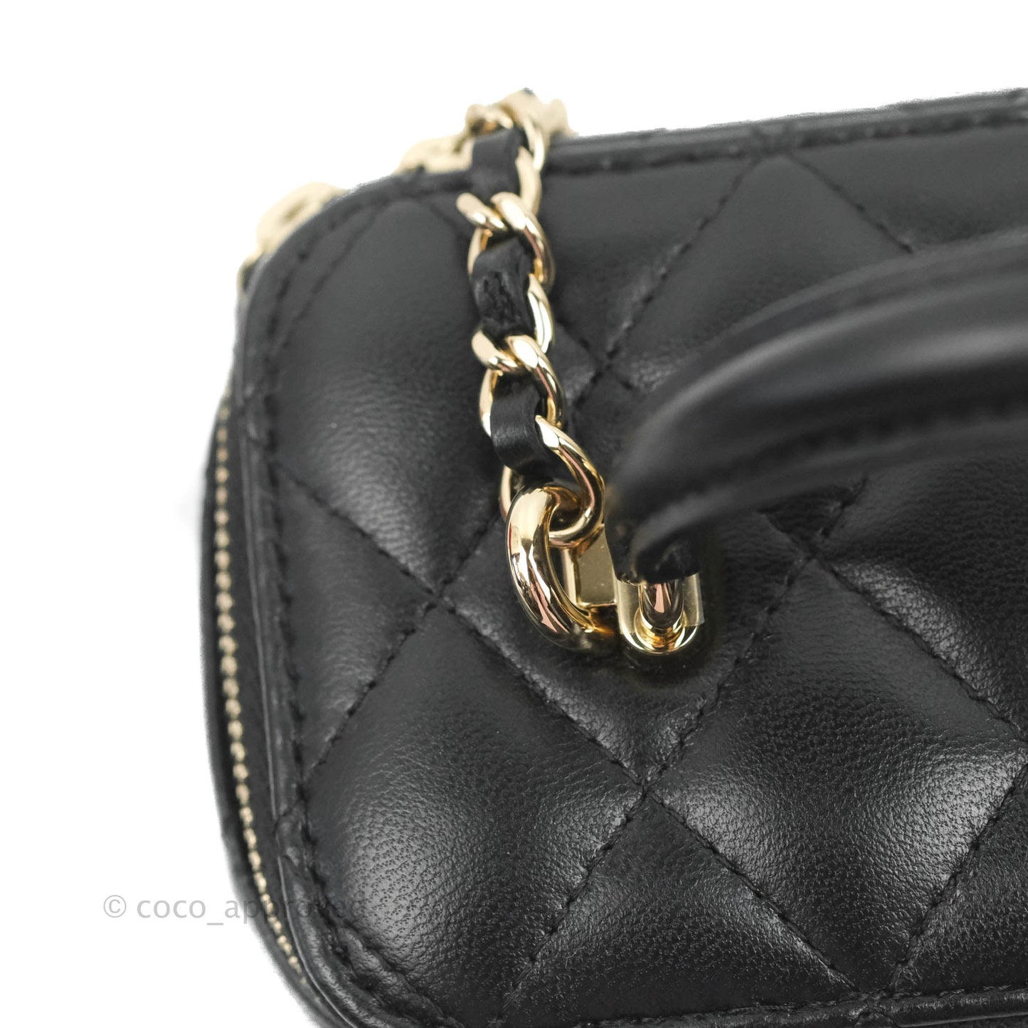 Chanel Vanity Rectangular Top Handle Black Lambskin Gold Hardware
