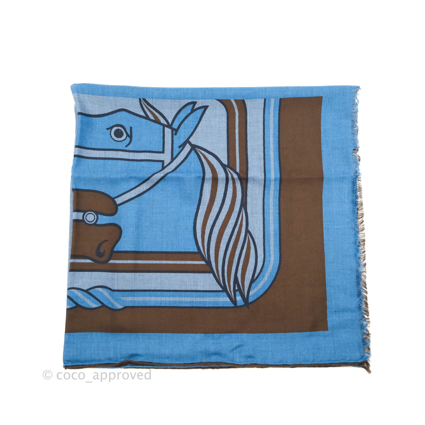 Hermès Cashmere/Silk Stole in Blue Brown