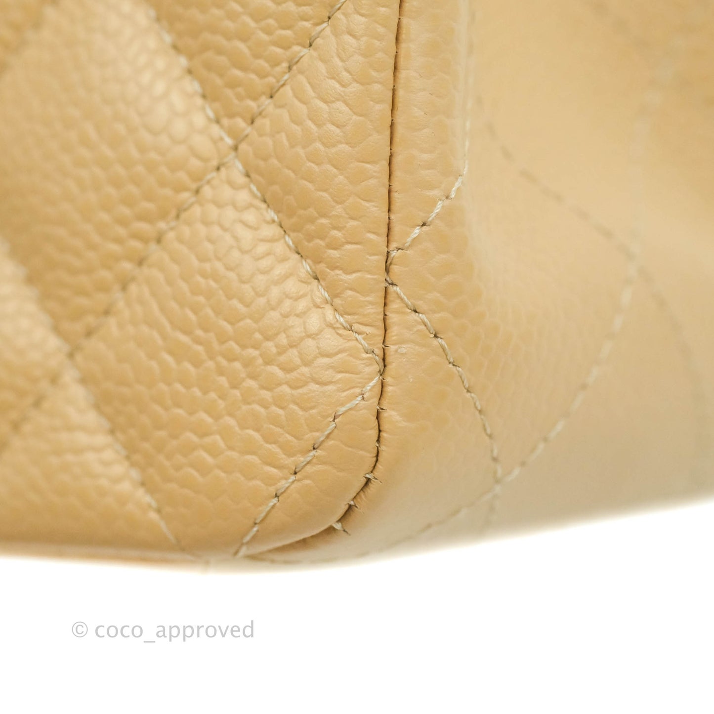Chanel Quilted Classic M/L Medium Flap Beige Caviar Gold Hardware
