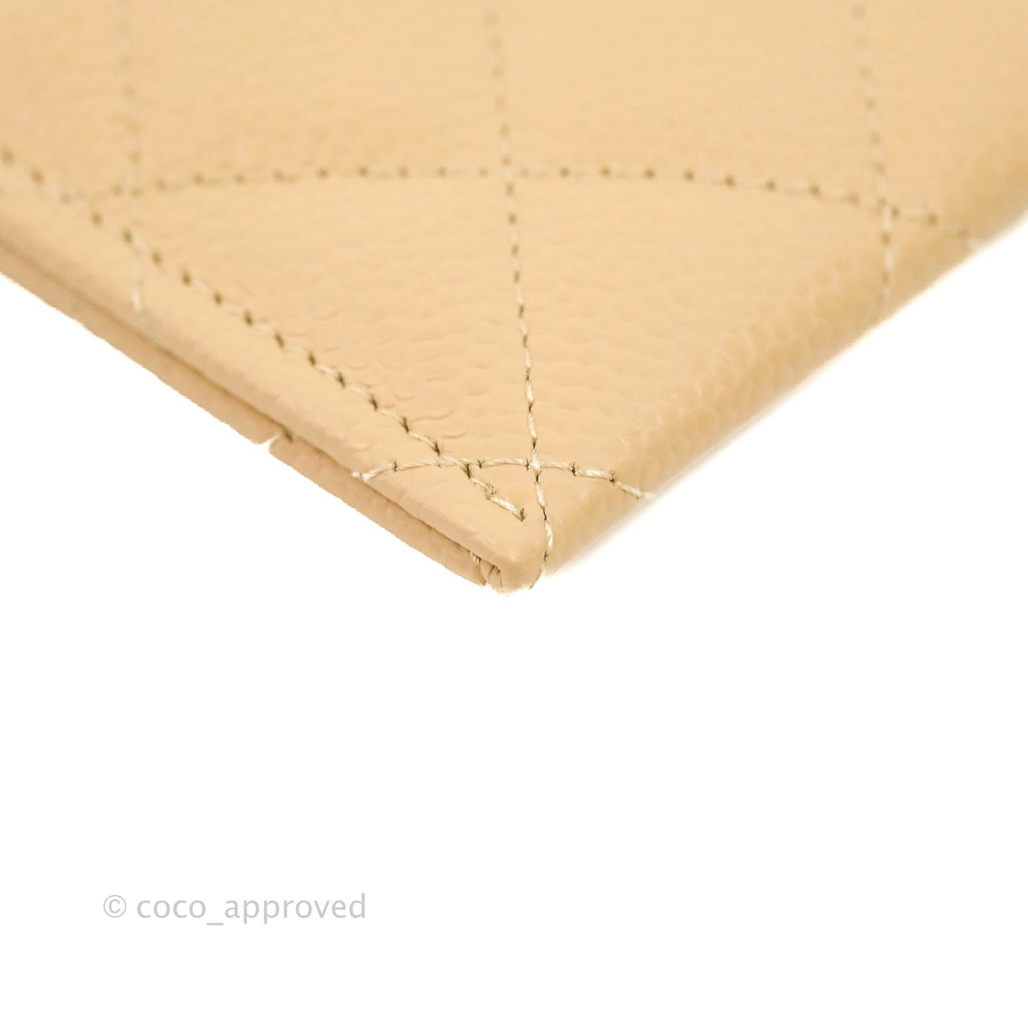 Chanel Classic Flat Card Holder Beige Caviar Gold Hardware