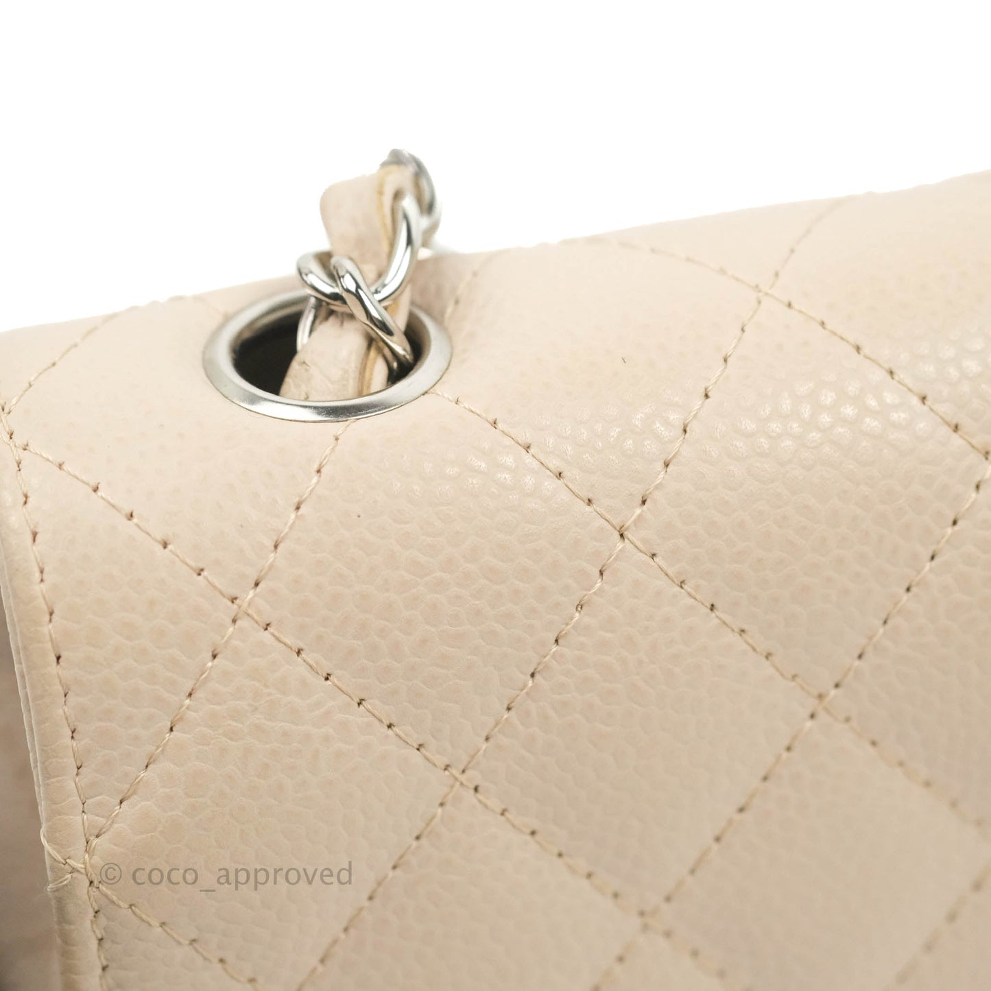 Chanel Quilted East West Flap Pale Pink Caviar Silver Hardware