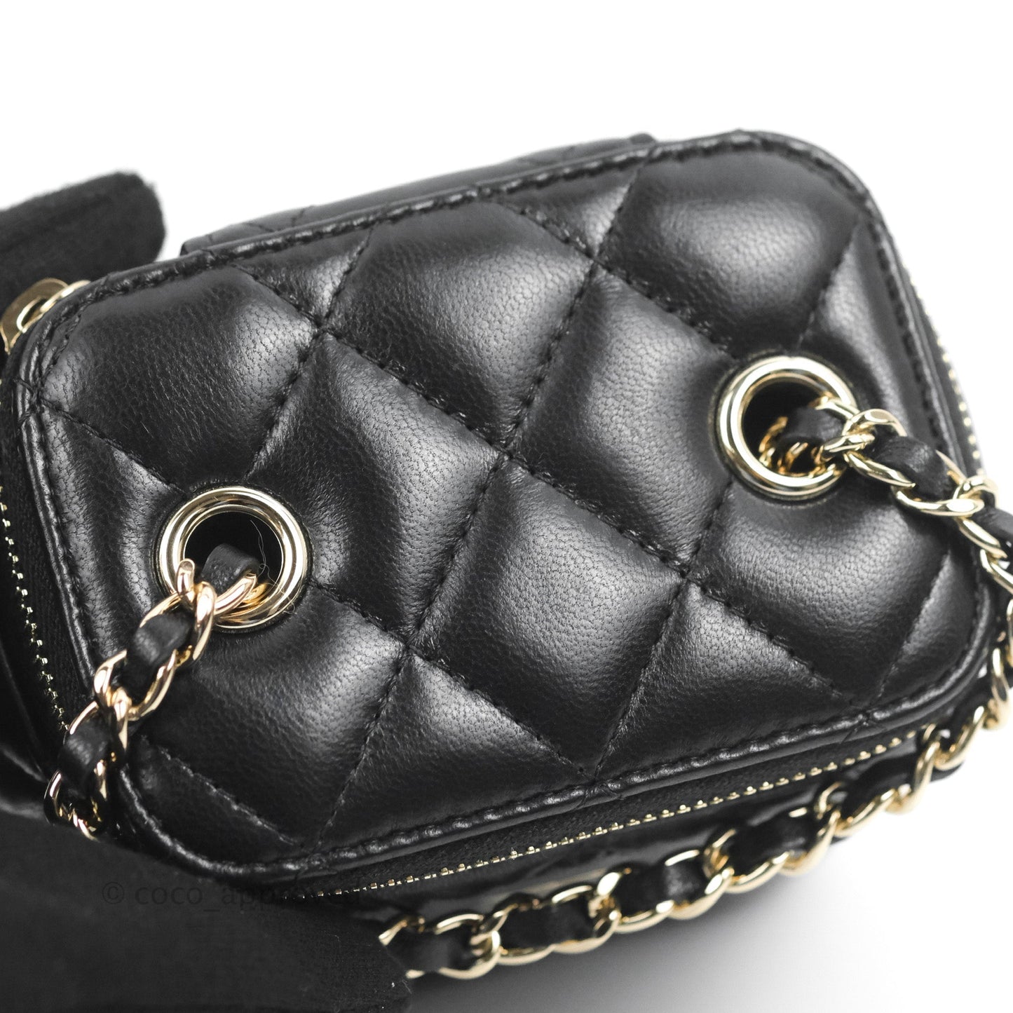 Chanel Mini Vanity With Chain Black Lambskin Gold Hardware