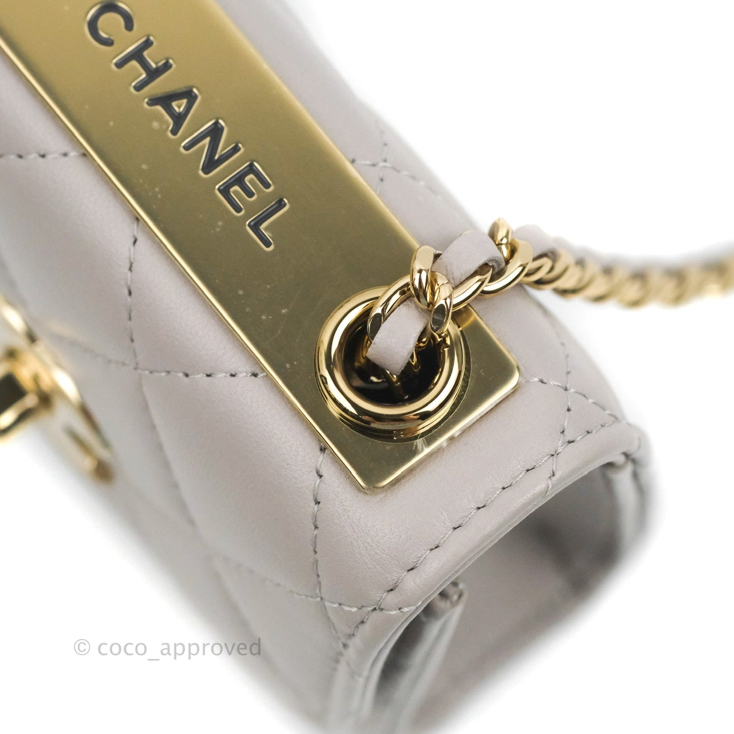 Chanel Mini Quilted Trendy CC Clutch With Chain Grey Lambskin Gold Hardware
