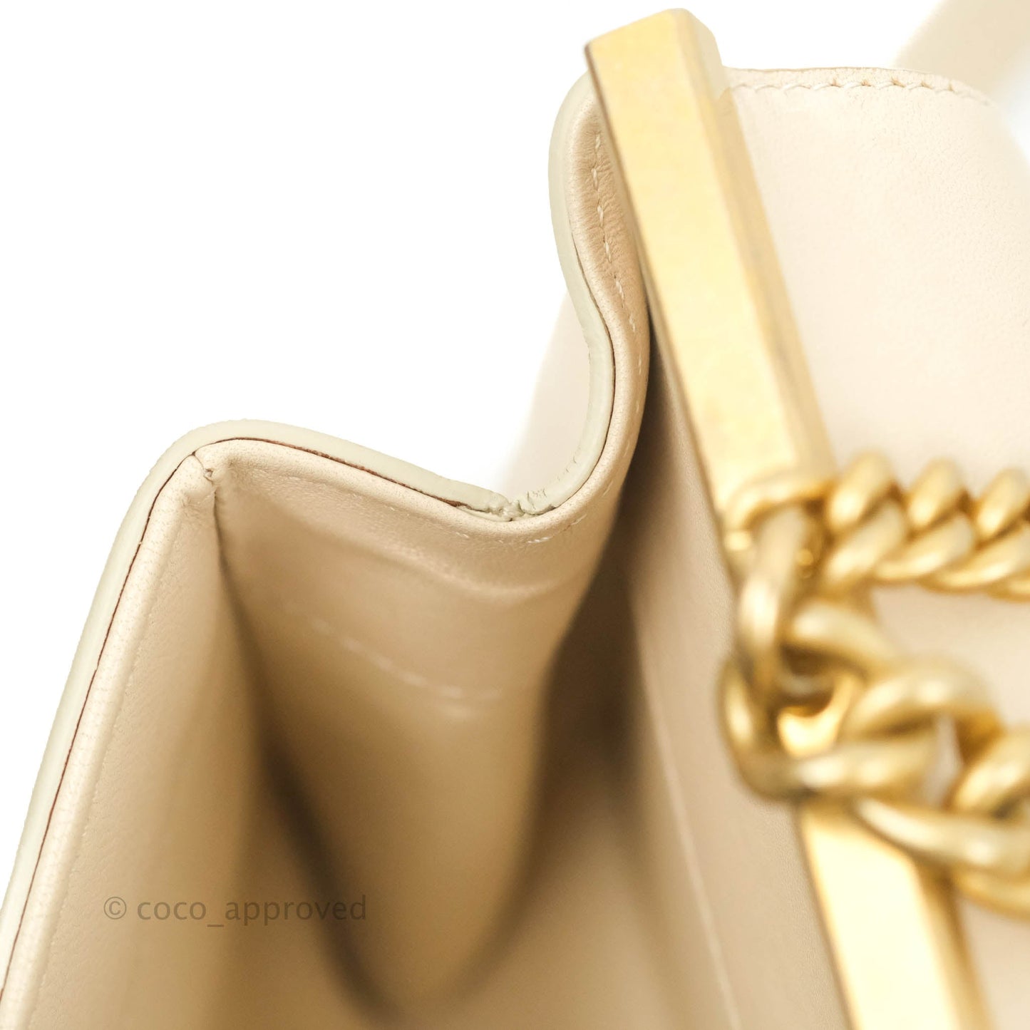 Chanel Small Flat Quilted Coco Luxe Flap Bag Light Beige Aged Gold Hardware