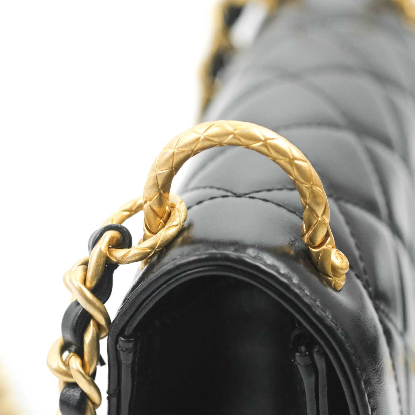 Chanel Mini Flap Bag Black Calfskin Aged Gold Hardware 21B