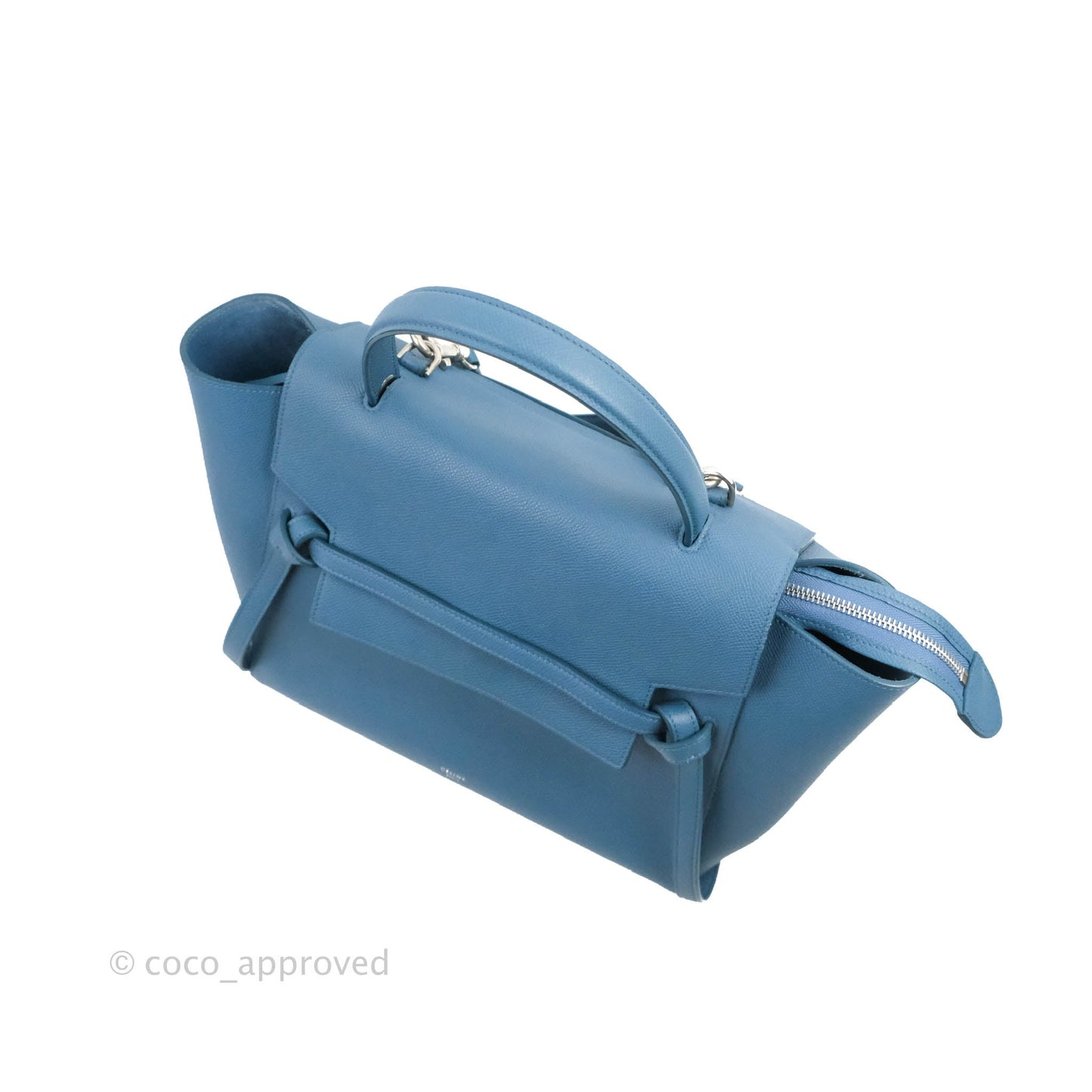 Celine Mini Belt Bag Blue Grained Calfskin Silver Hardware