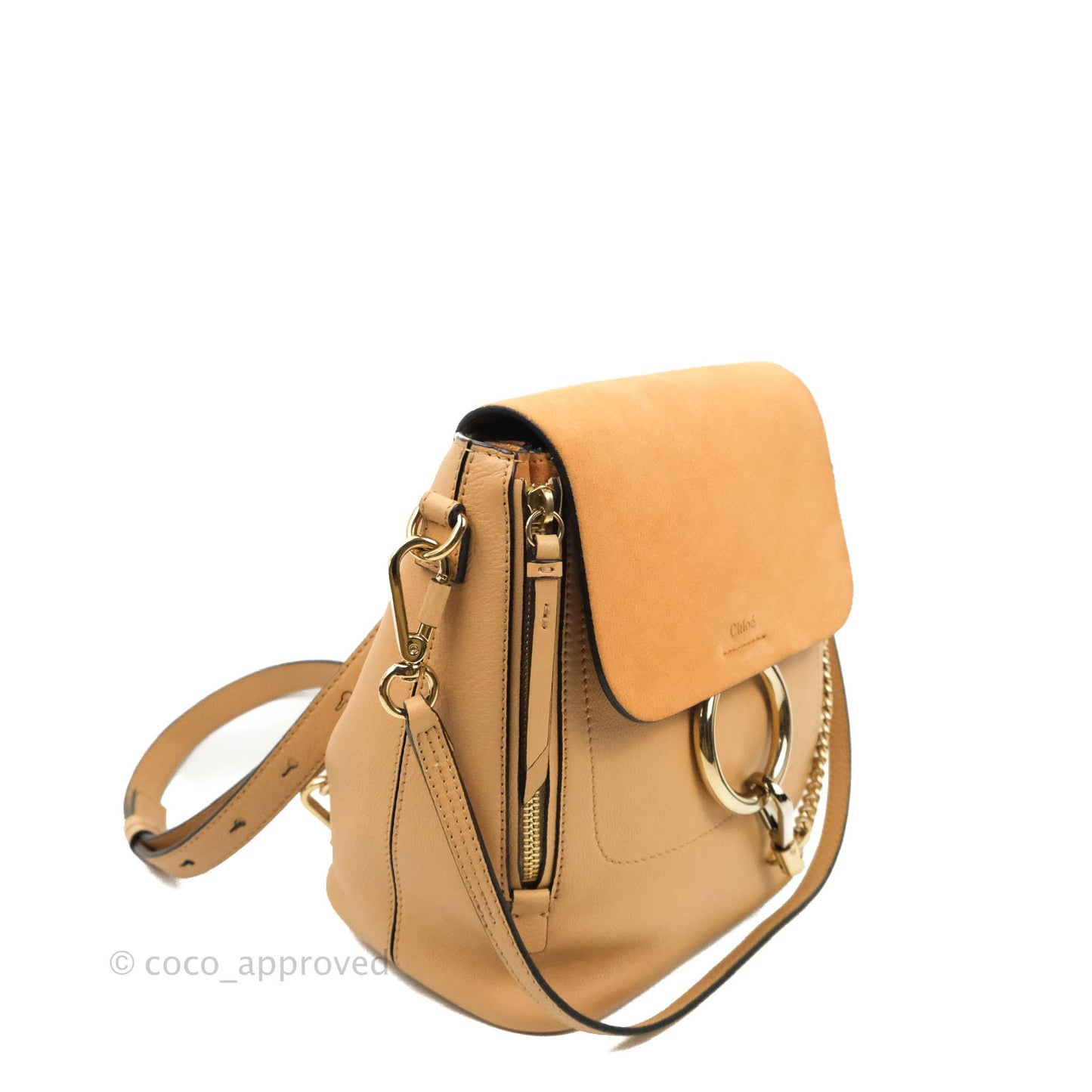 Chloe Small Faye Backpack Suede Calfskin Gold Hardware Blush Nude