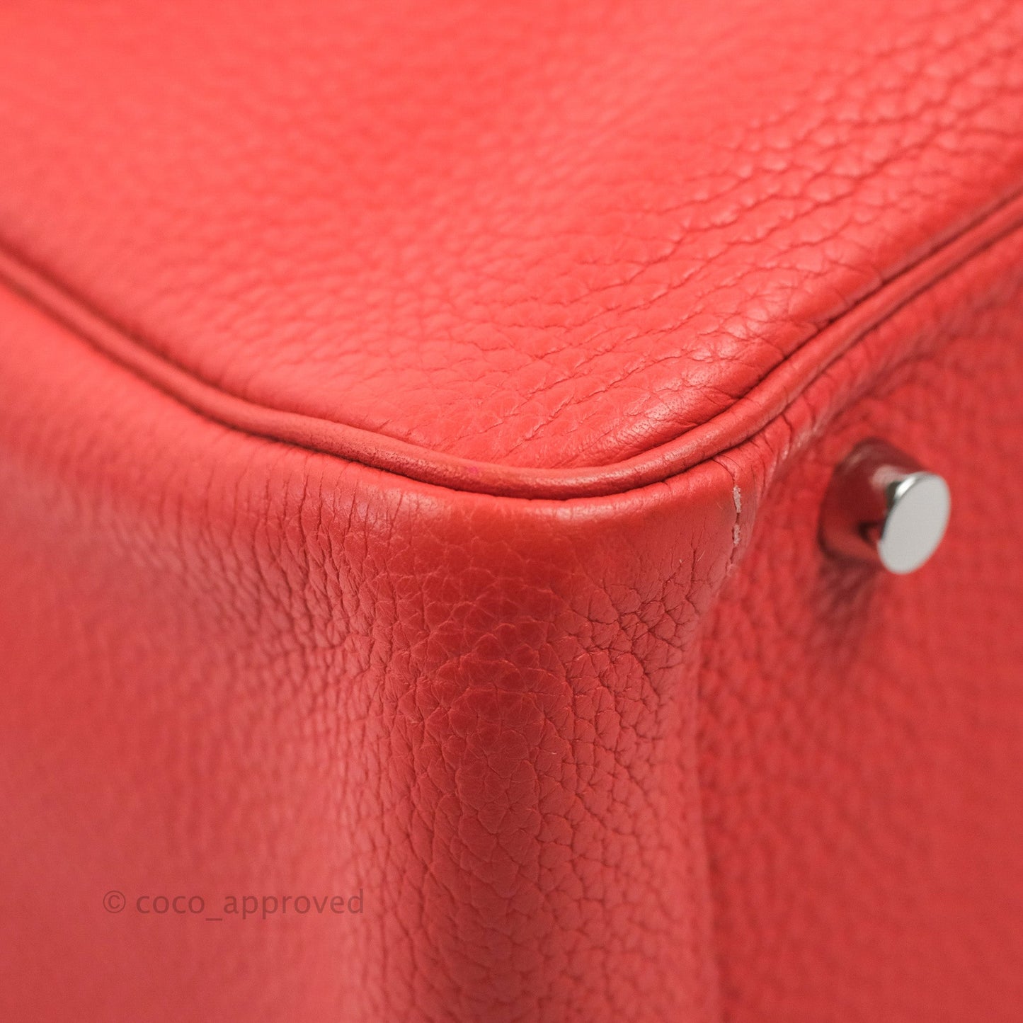 Hermès Lindy 30 Red Clemence Palladium Hardware