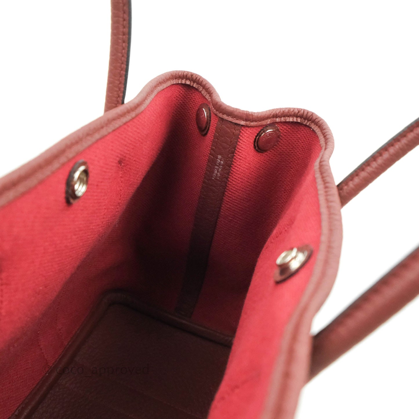 Hermès Garden Party 30 Canvas Framboise Rouge Sellier With Twilly