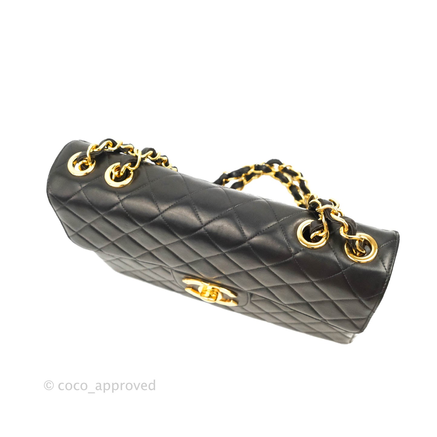 Chanel Vintage Jumbo Single Flap Black Lambskin 24K Gold Hardware