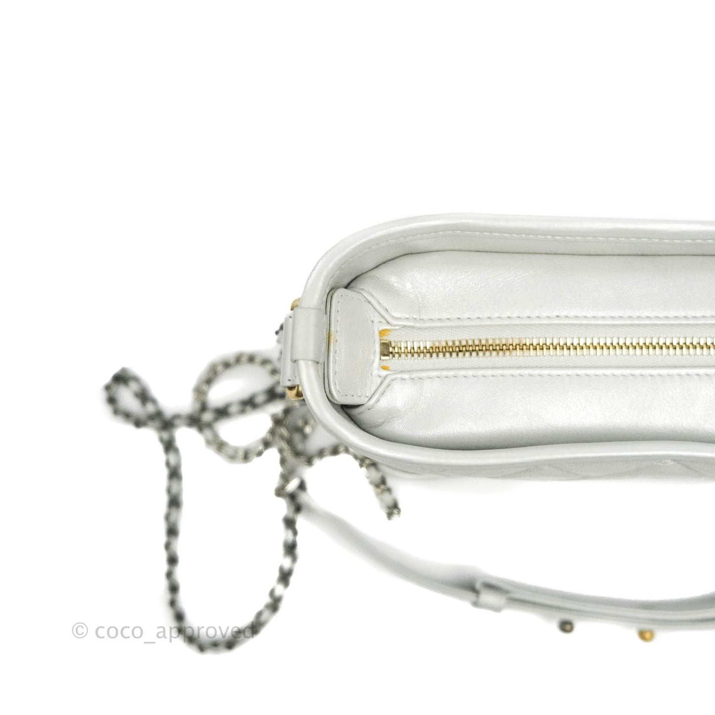 Chanel Small Gabrielle Hobo Bag Metallic Light Silver Aged Calfskin Mixed Hardware 19K