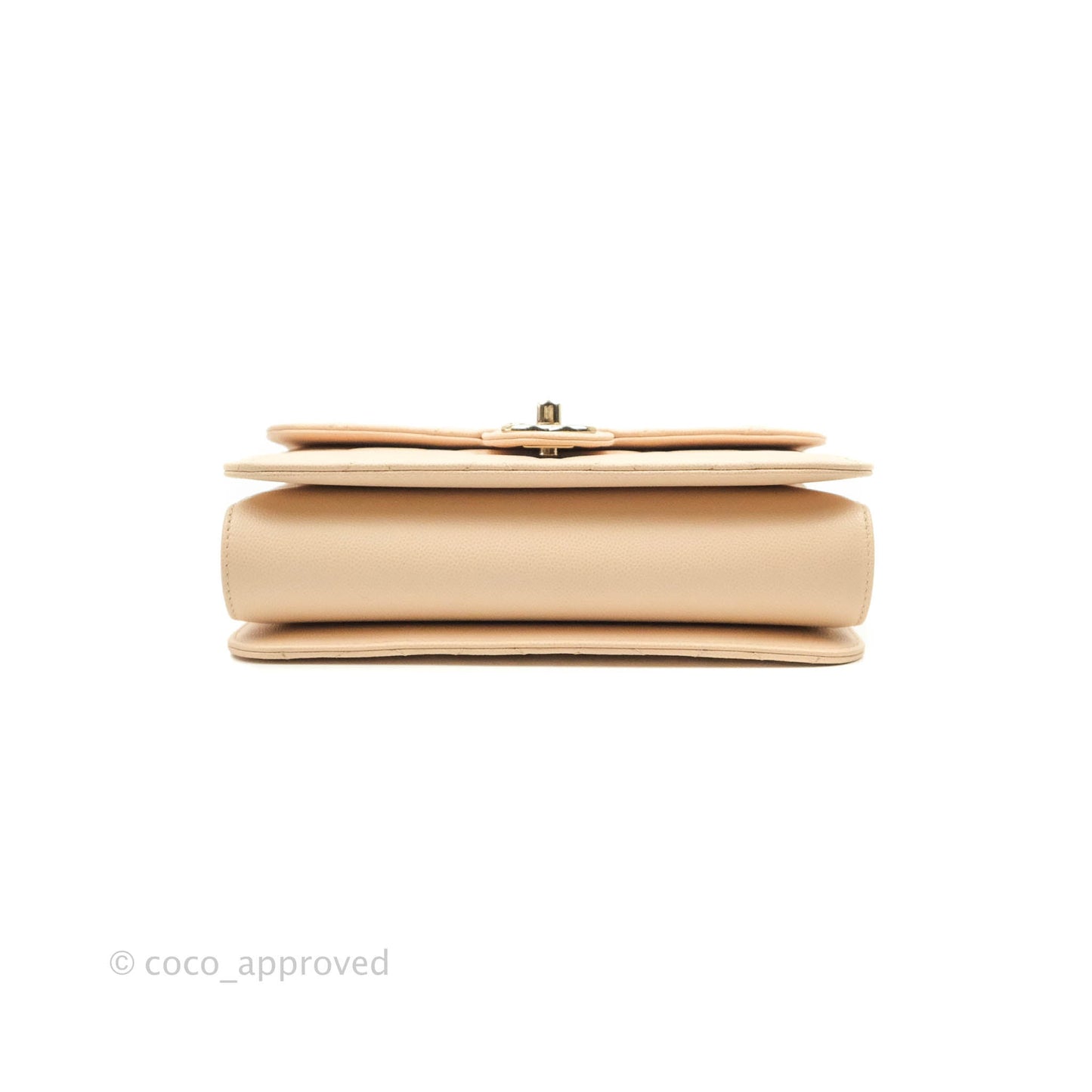 Chanel Quilted Like The Wallet Medium Flap Light Beige Caviar Gold Hardware 22C