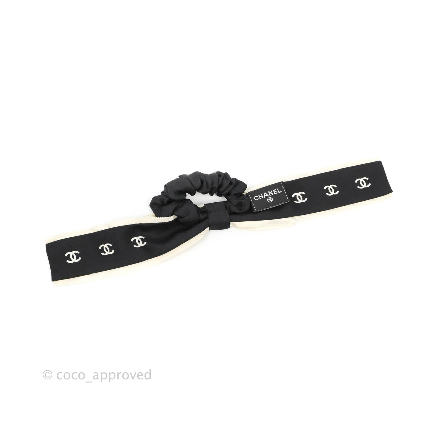 Chanel Bow Silk Hair Accessory Ivory & Black