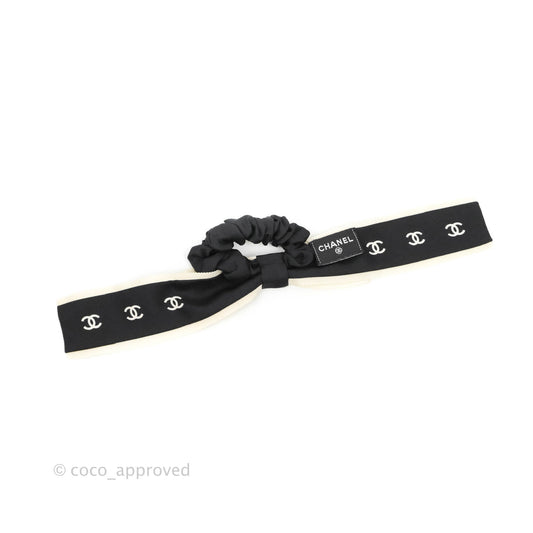 Chanel Bow Silk Hair Accessory Ivory & Black