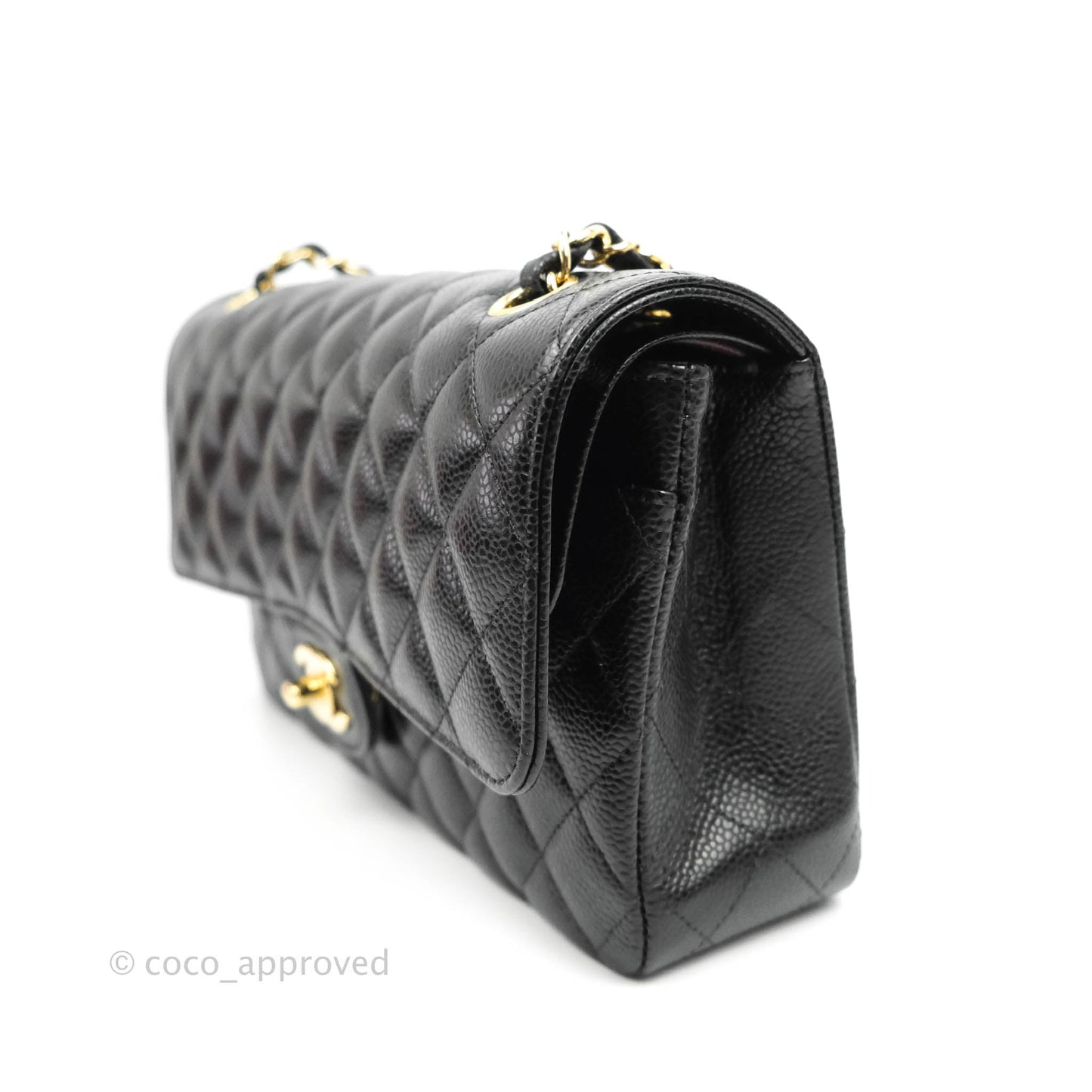 Chanel Classic M/L Medium Double Flap Black Caviar Gold Hardware