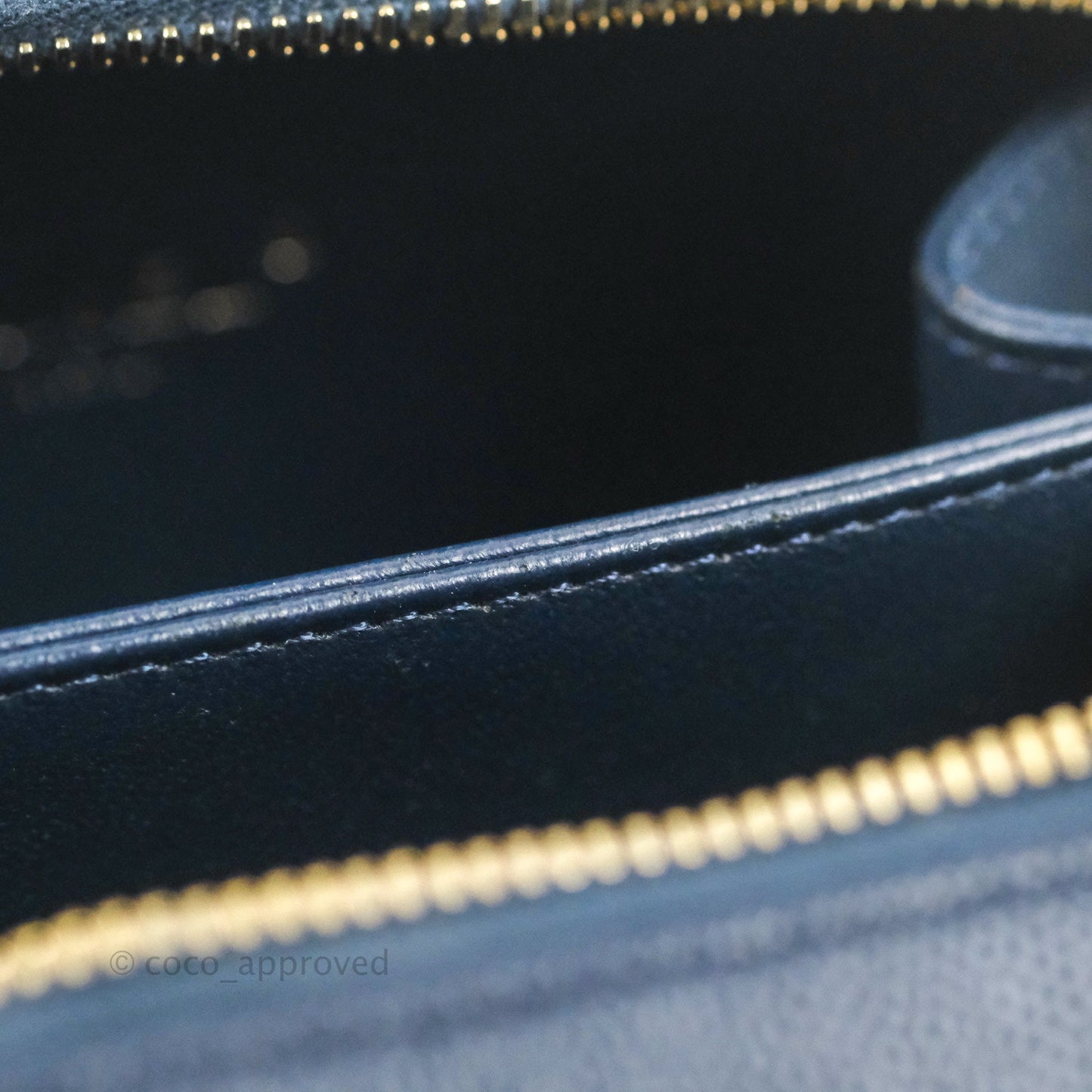 Chanel Quilted Small CC Filigree Vanity Case Navy Caviar Gold Hardware