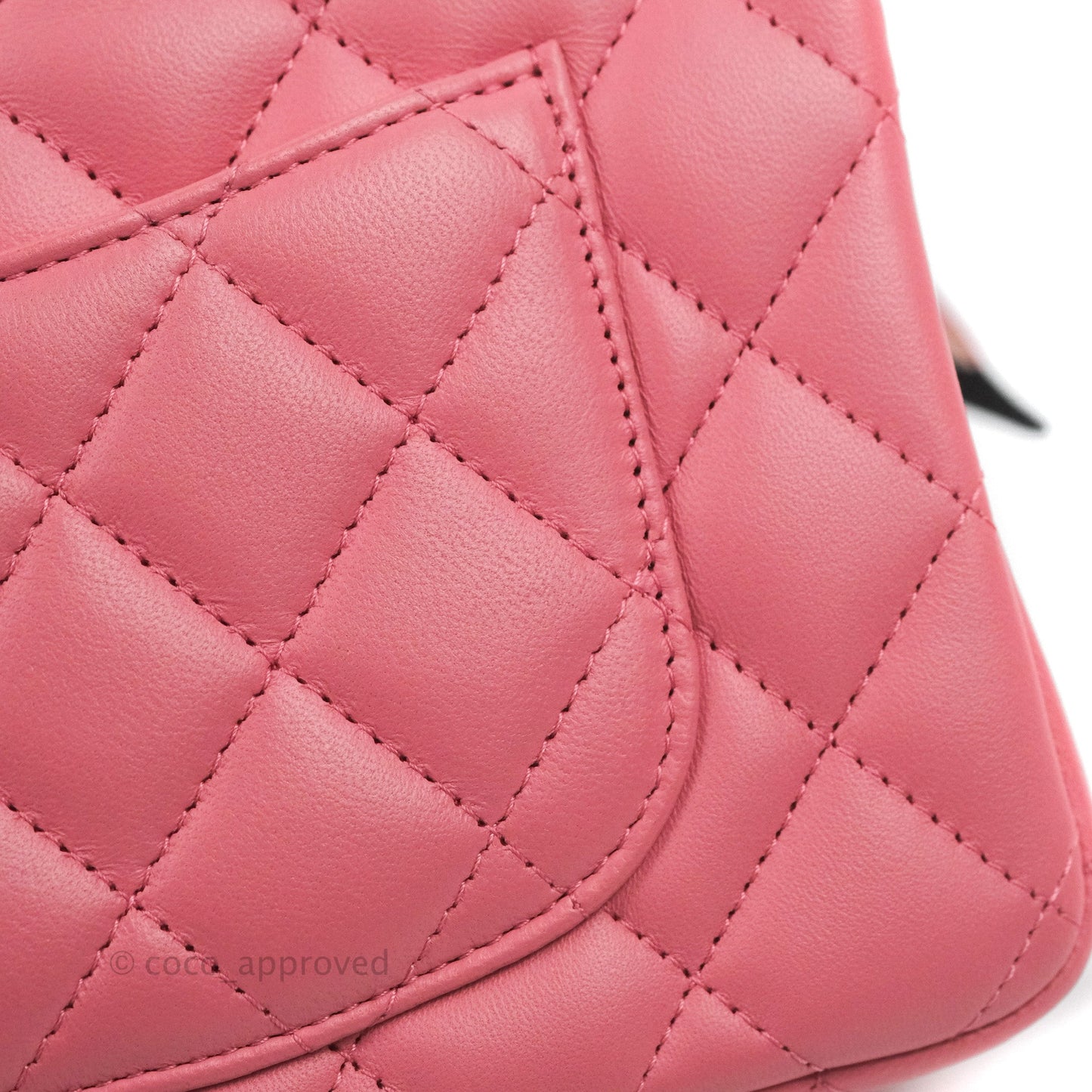 Chanel Top Handle Mini Rectangular Flap Bag Pink Lambskin Gold Hardware With Twilly