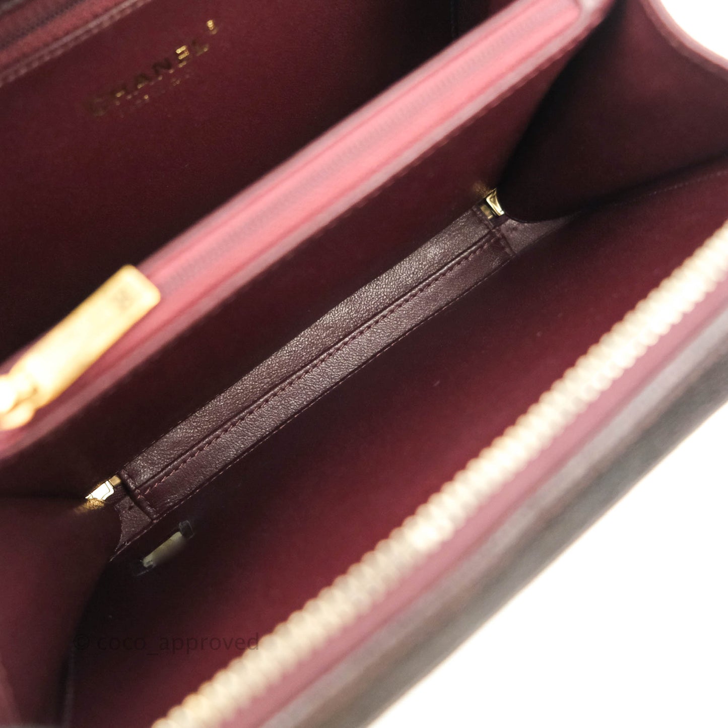 Chanel Quilted Medium CC Filigree Vanity Case Iridescent Burgundy Caviar Gold Hardware