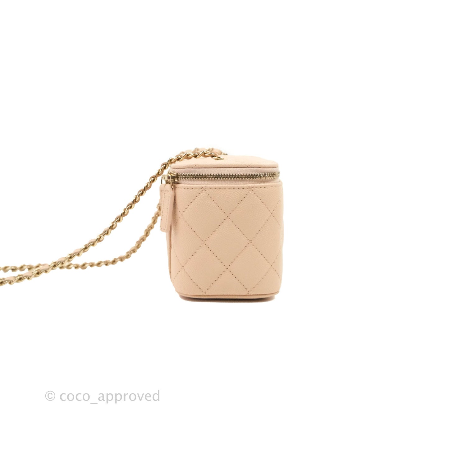 Chanel Vanity with Classic Chain Light Beige Caviar Gold Hardware 22C