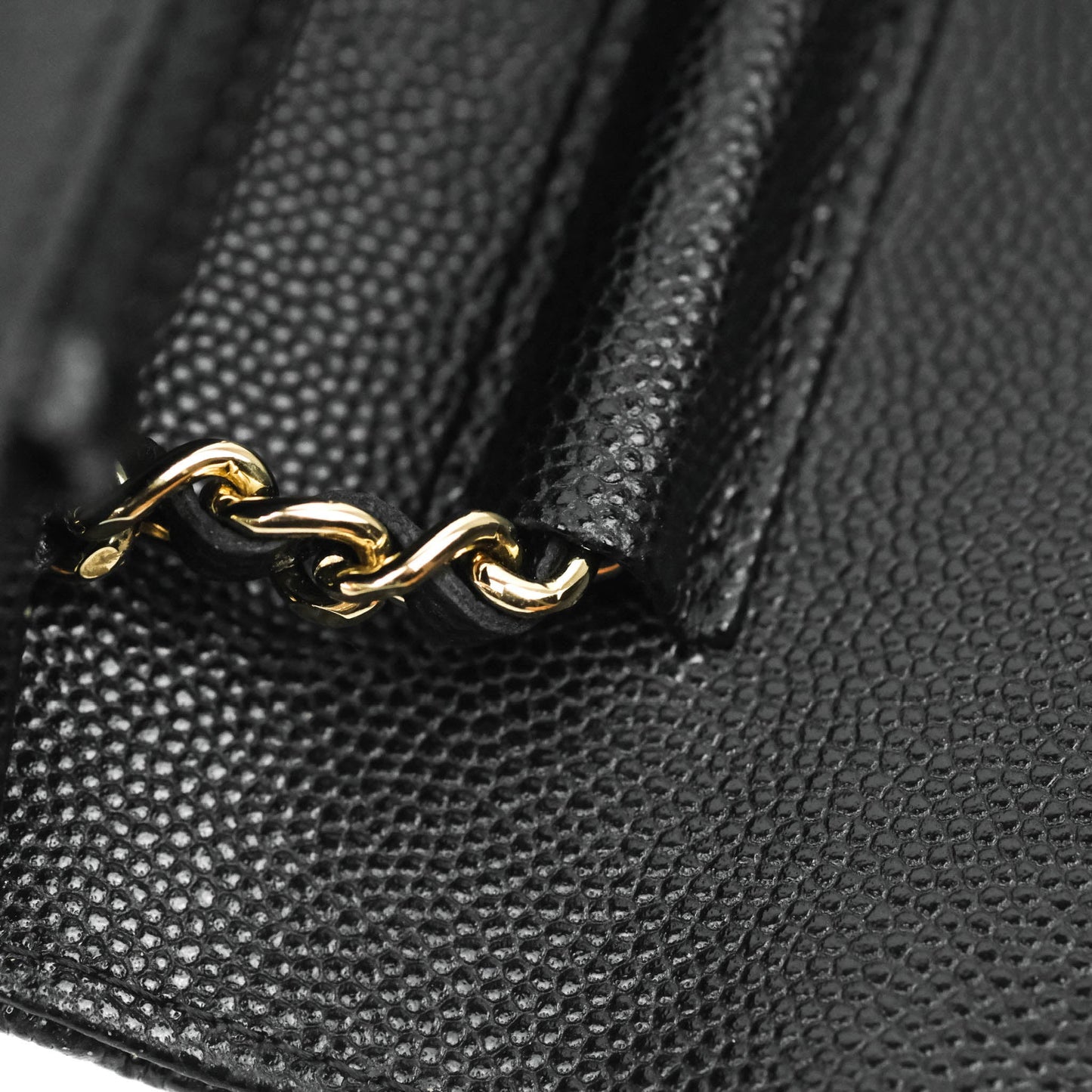 Chanel Quilted WOC Black Caviar Gold Hardware With Charms