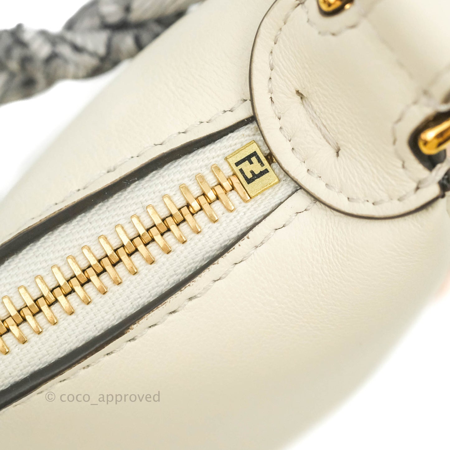 Fendi Nano Fendigraphy Hobo Bag White Gold Hardware With Twilly