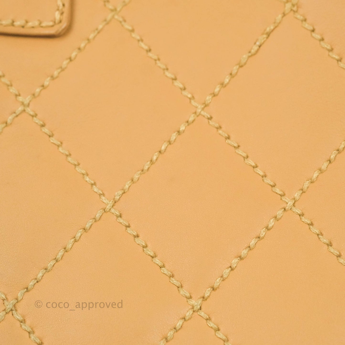 Chanel Vintage Quilted CC Tote Bag Beige Calfskin Gold Hardware