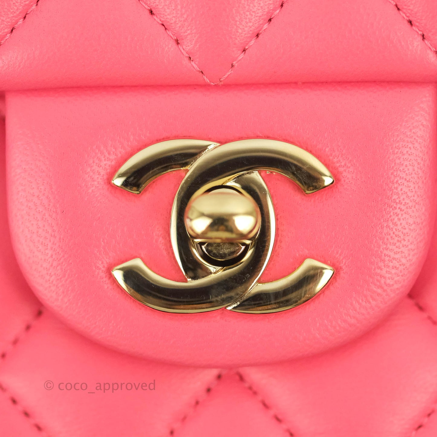 Chanel Small Classic Quilted Flap Rosy Pink Lambskin Gold Hardware
