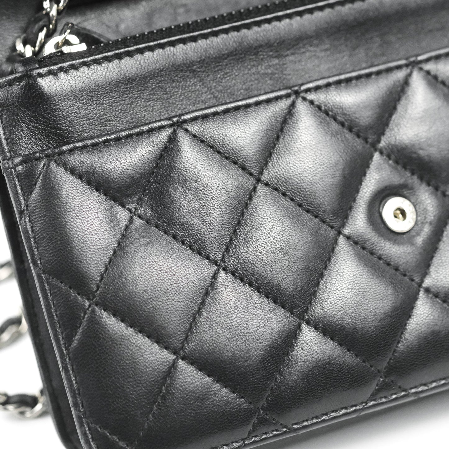 Chanel Quilted Classic WOC Black Lambskin Silver Hardware