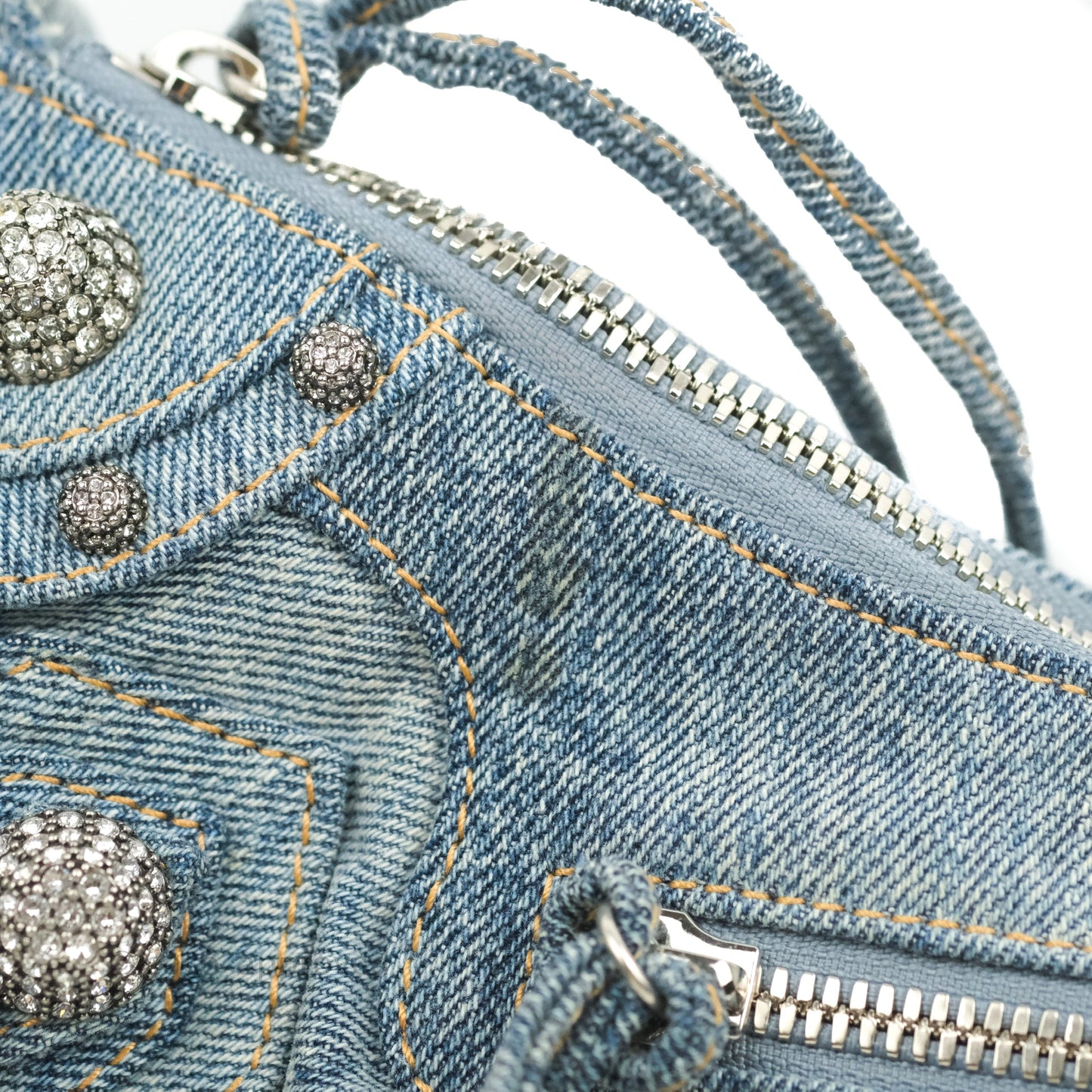 Balenciaga Le Cagole Small Embellished Denim Shoulder Bag