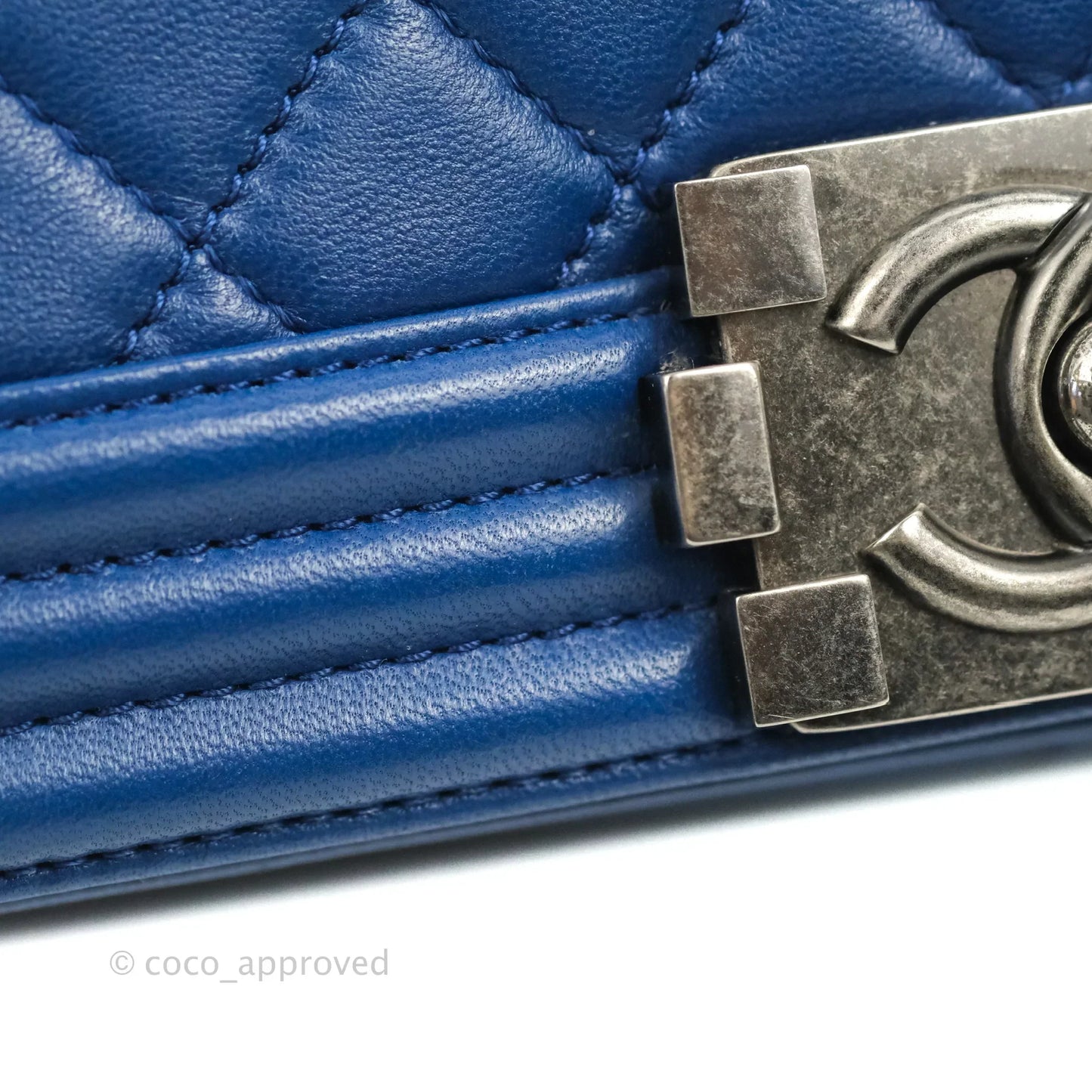 Chanel Quilted Medium Boy Blue Calfskin Ruthenium Hardware