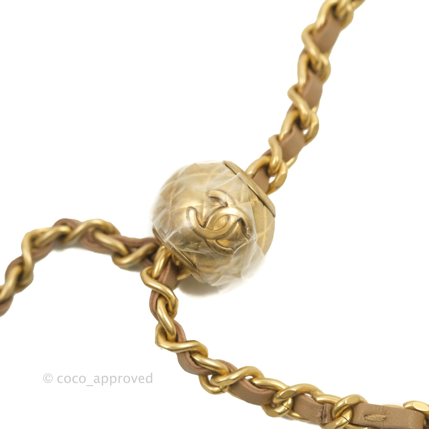 Chanel Quilted Pearl Crush Wallet on Chain WOC Beige Lambskin Aged Gold Hardware