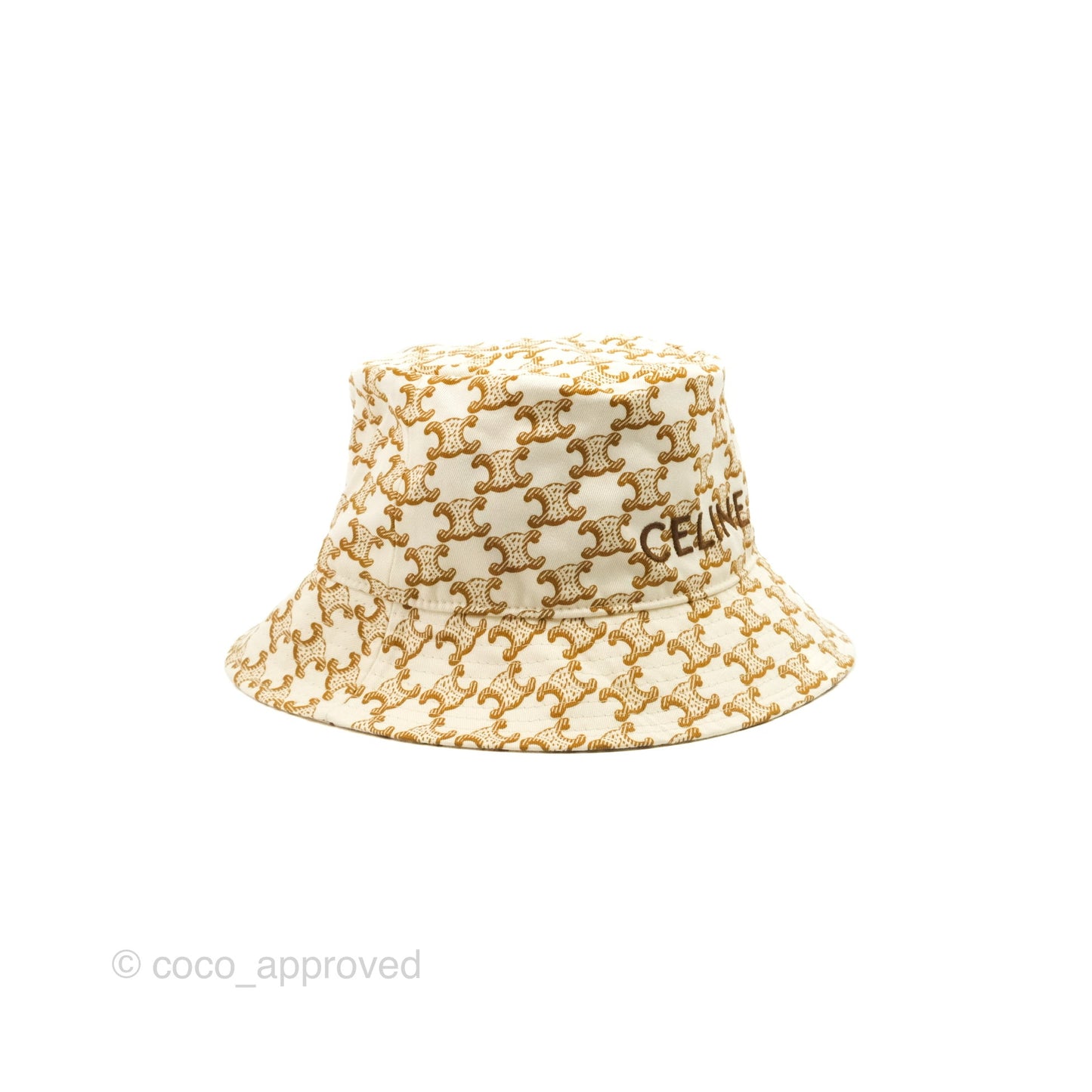 Celine Bucket Hat Triomphe Print Crème / Mordoré
