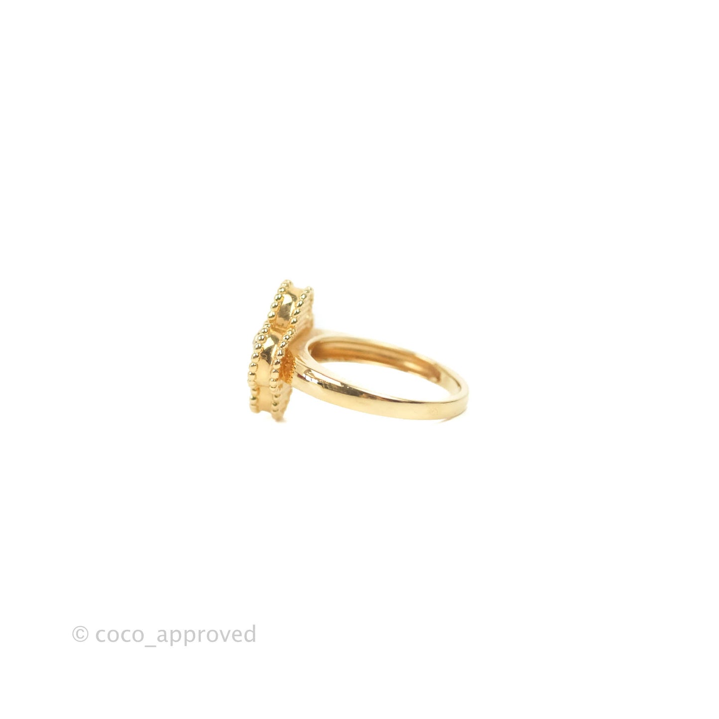 Van Cleef & Arpels Vintage Alhambra Ring 18K Yellow Gold Onyx Round Diamond